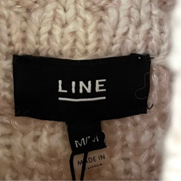 Line The Label Agnes Pink and White Alpaca Turtleneck Sweater Sz Medium  NWT - Picture 5 of 8